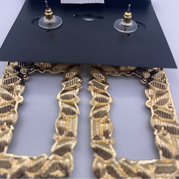 NOIR rhinestone crystal square drop dangle earrings, statement jewelry- New - Picture 7 of 11